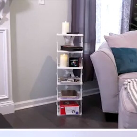 P.S. Home Collapsible 6 Tier Shelf WHITE 10.5" X 10.5" X 34"TALL - Picture 1 of 3